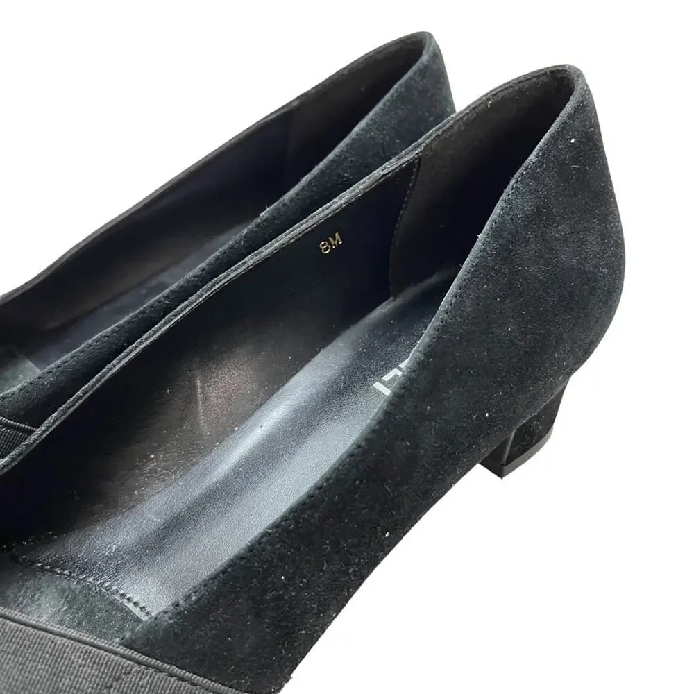 VAN ELI VANELI Black Suede Genuine Leather Kitten Heels Slip On Shoes sz 8 M
